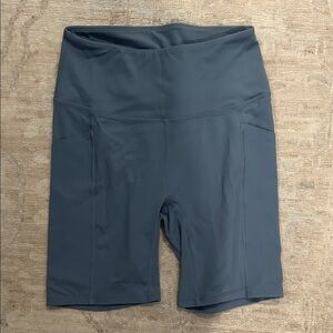 Varley Women's High-Waisted Dusty Blue Bike Shorts